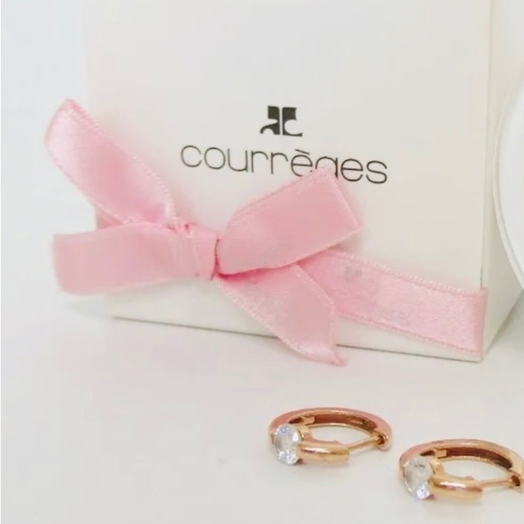 Courreges Crystal and Gold-Plated Earrings - Picture 2 of 8